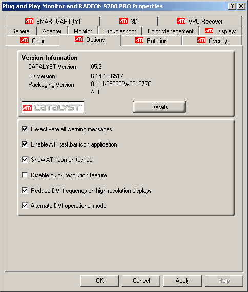 ATI control panel reduced blanking