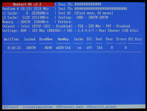 MemTest86 screen