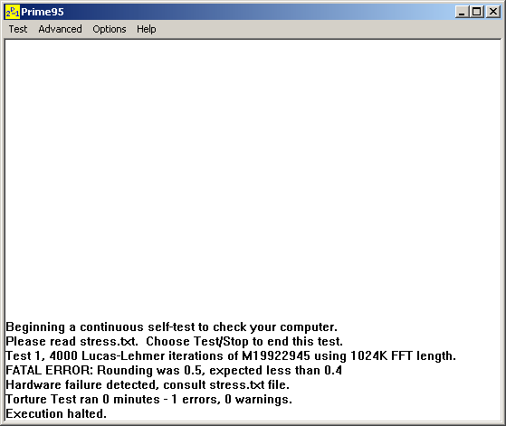 Prime95 failed test